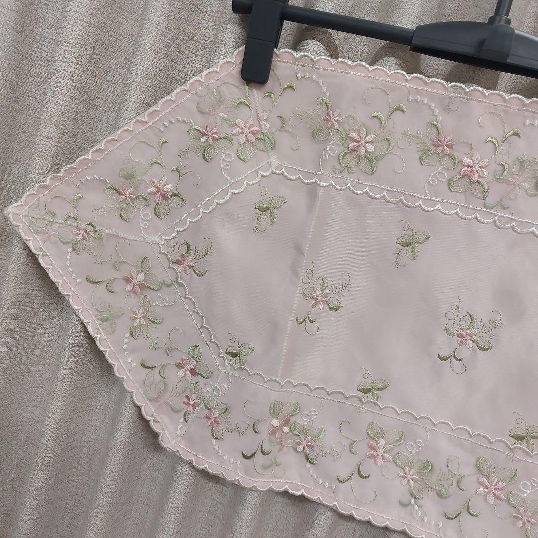 Table Center Pouch Pink Floral Embroidery