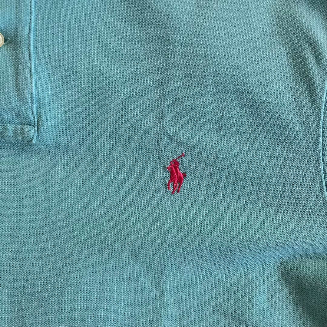 POLO Ralph Lauren Polo Shirt Light Blue Pink Logo Men's One Point