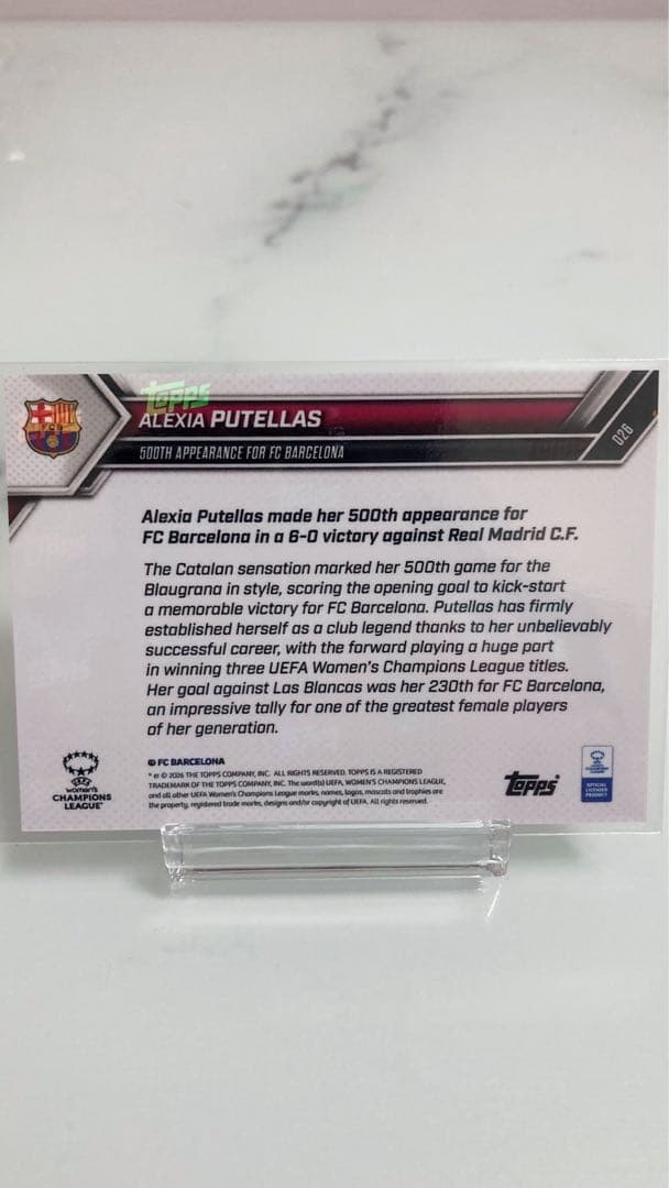 Alexia Putellas 500th Match Commemorative Card - Topps Now
