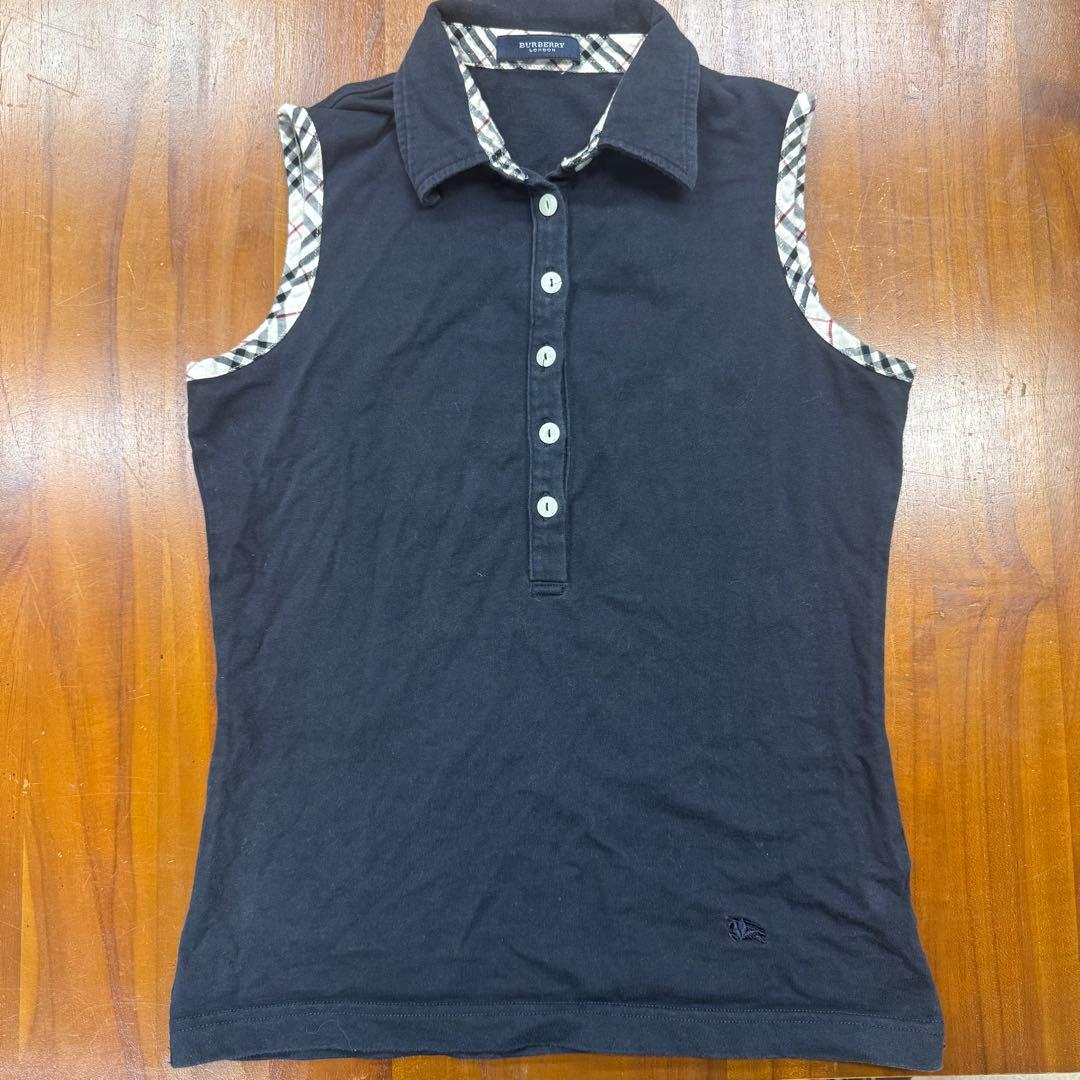 BURBERRY Sleeveless Polo Shirt - Navy