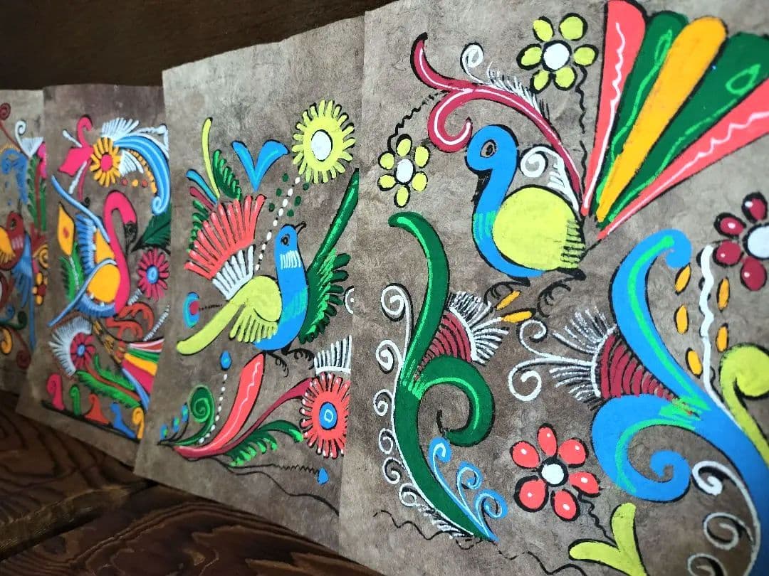 Recommended for interior decor❗️ Bird and flower painting, overseas art piece, hand-painted, set of 4