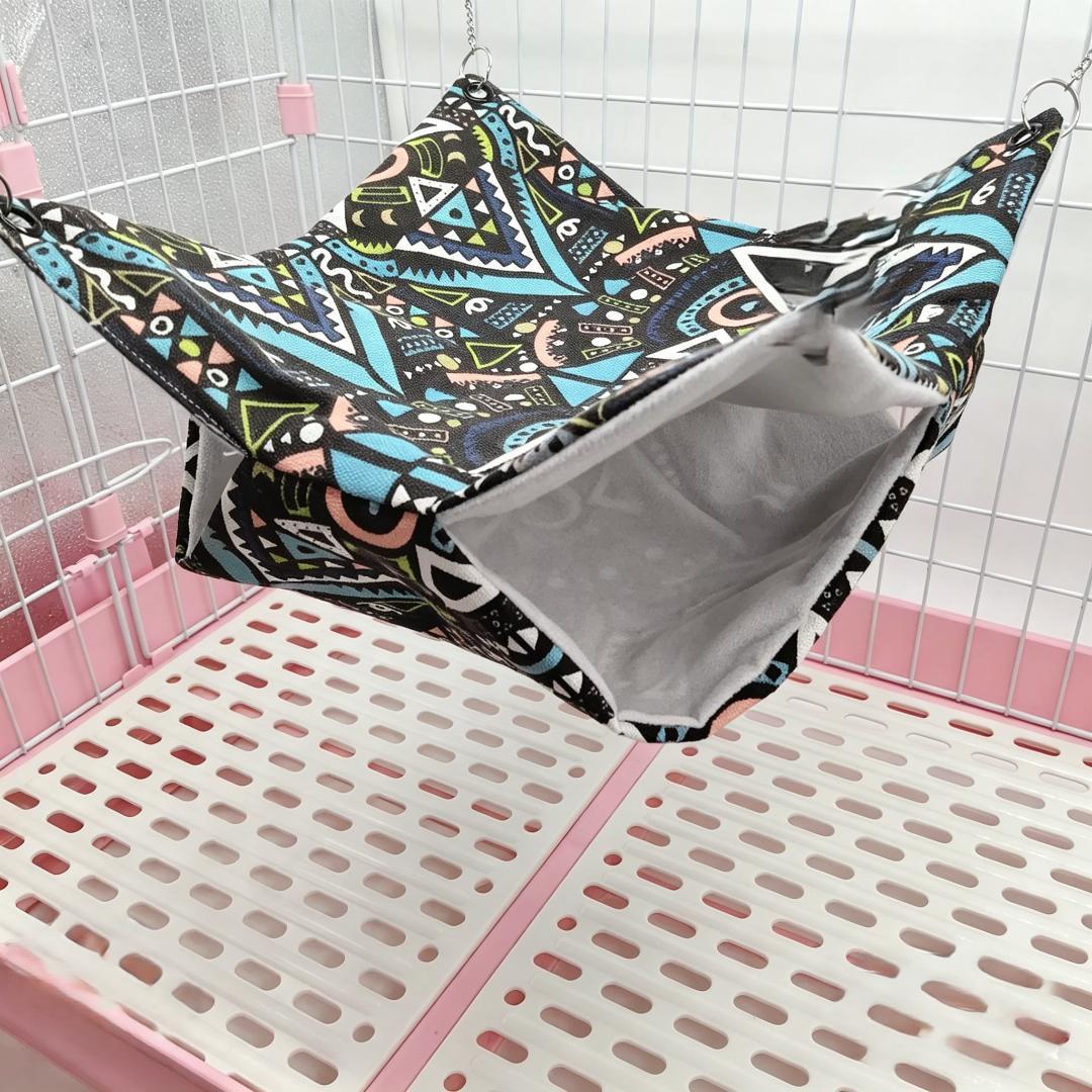 New! Limited-Time Sale! Colorful Geometric Pattern Hammock for Birds, Hamsters, and Small Animals House