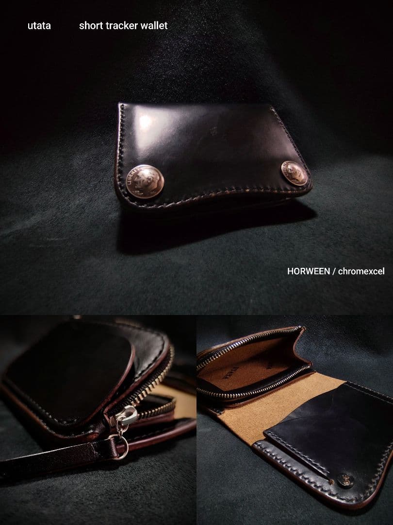 HORWEEN Chromexcel Short Tracker Wallet with Coin Concho