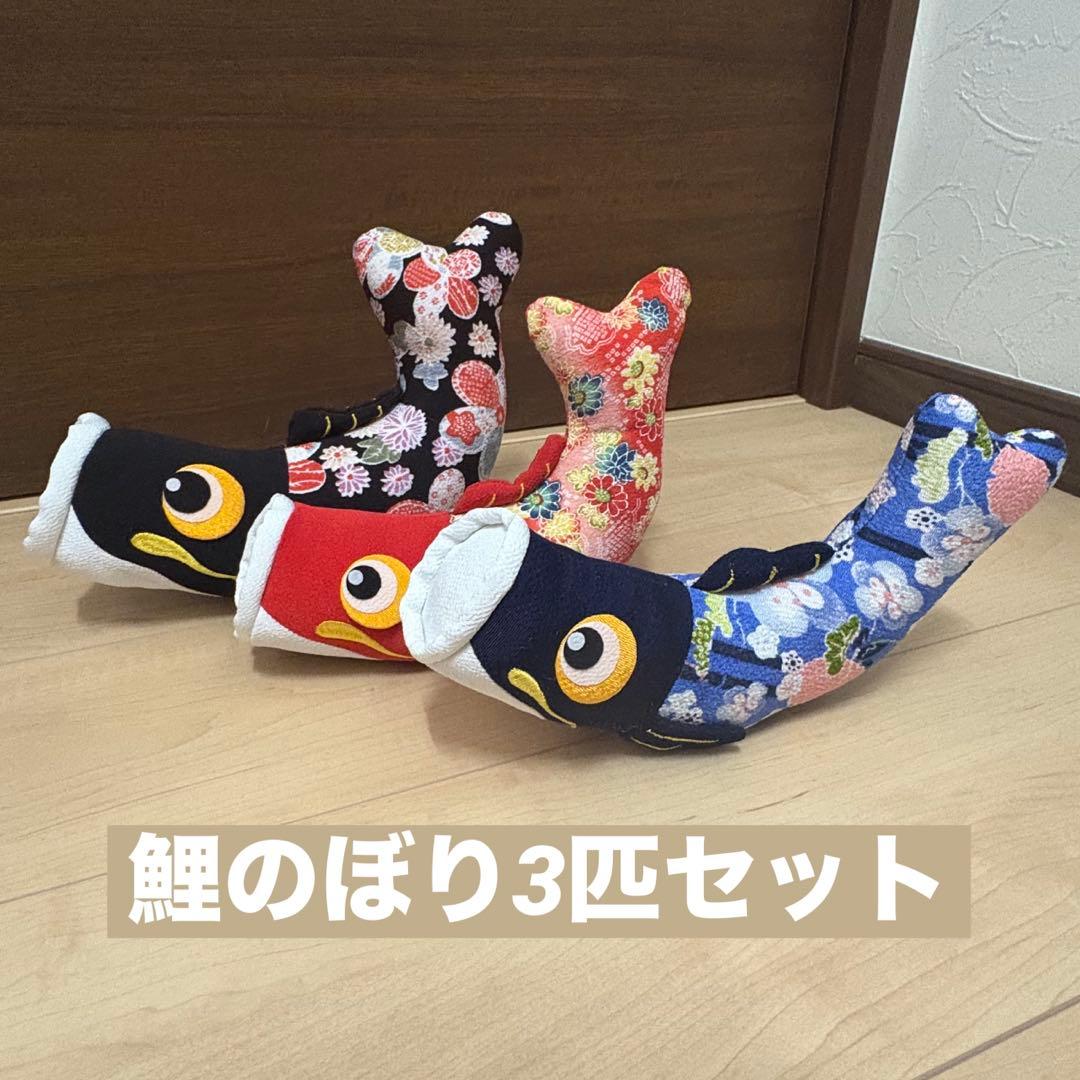 Colorful Carp Streamer Set (3 pieces) with Floral Pattern