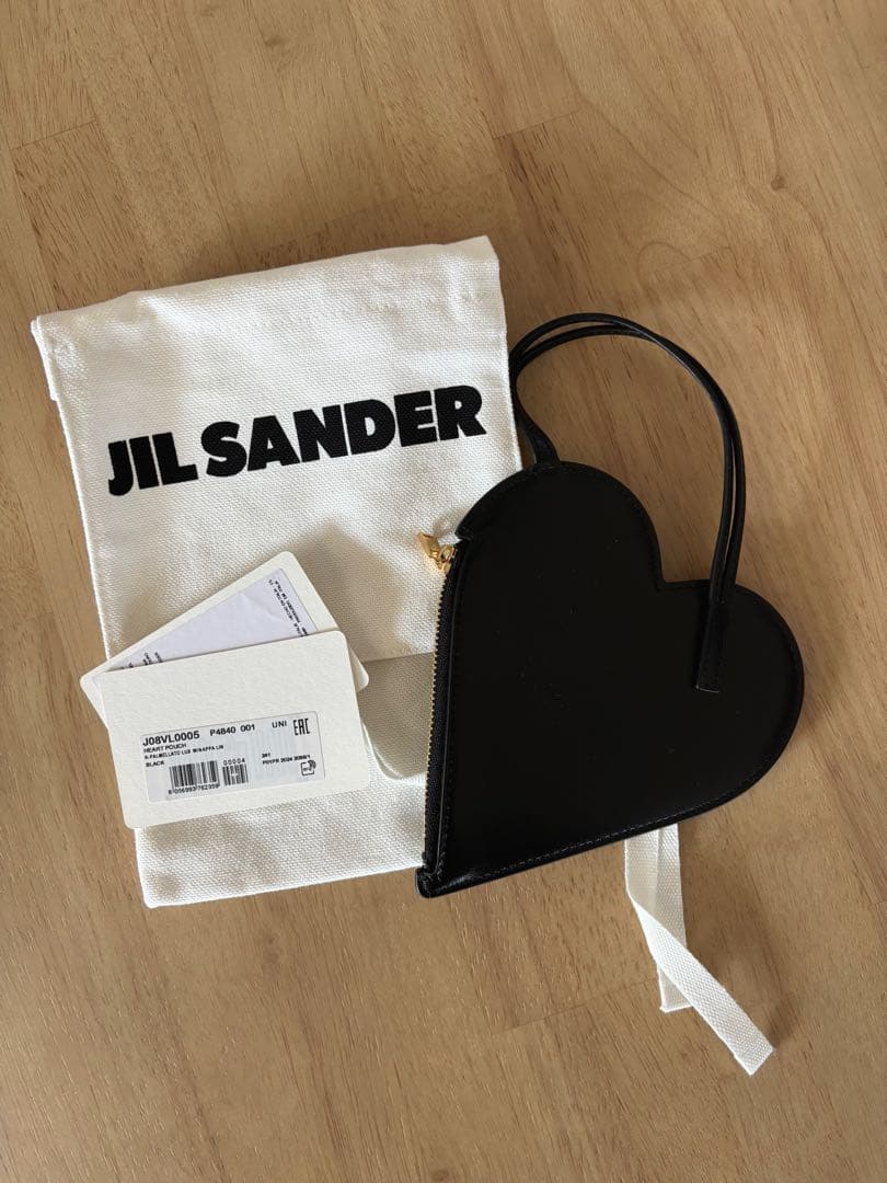 【JIL SANDER】New Embossed Logo Heart-Shaped Leather Pouch