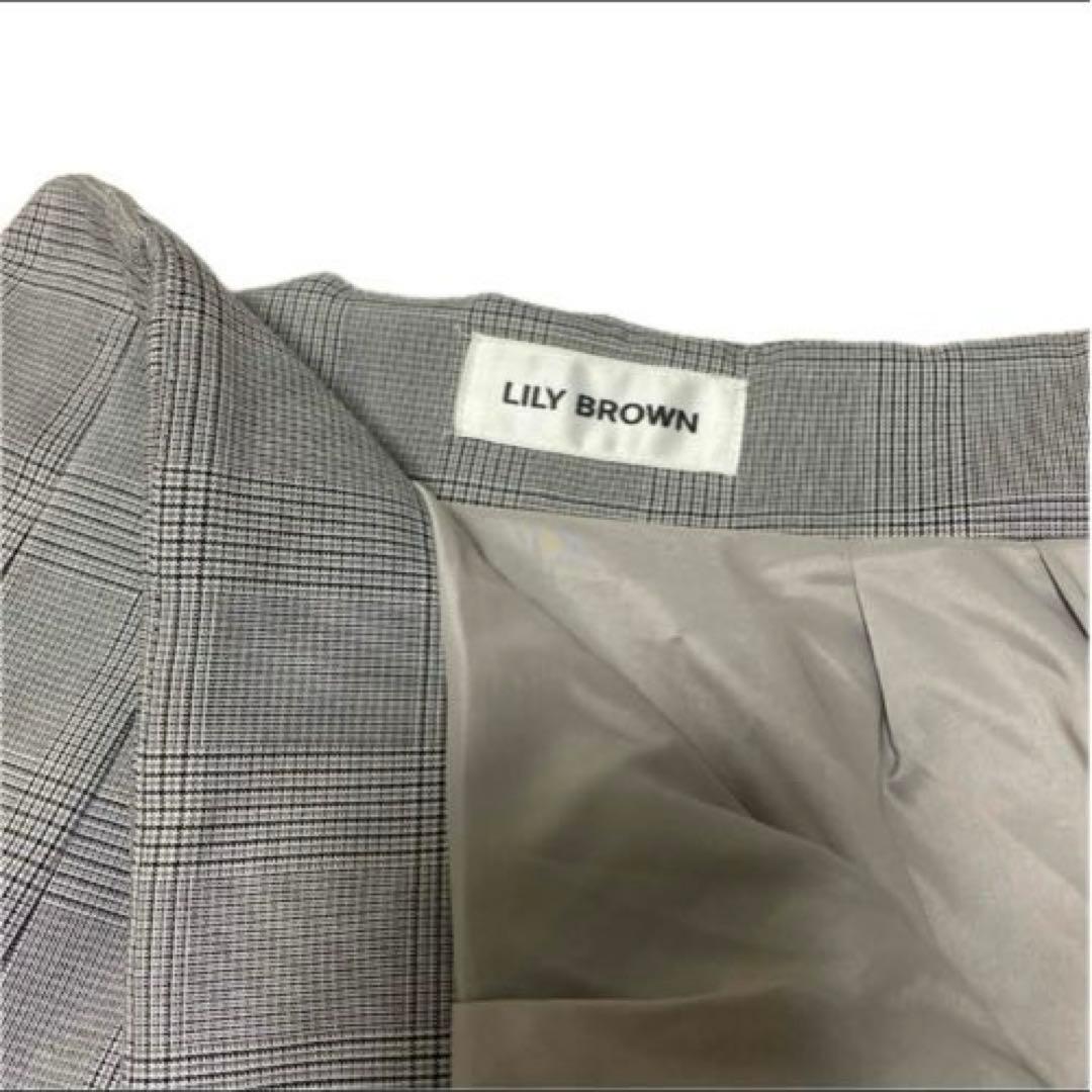 Lily Brown Gray Check Flare Pleated Skirt