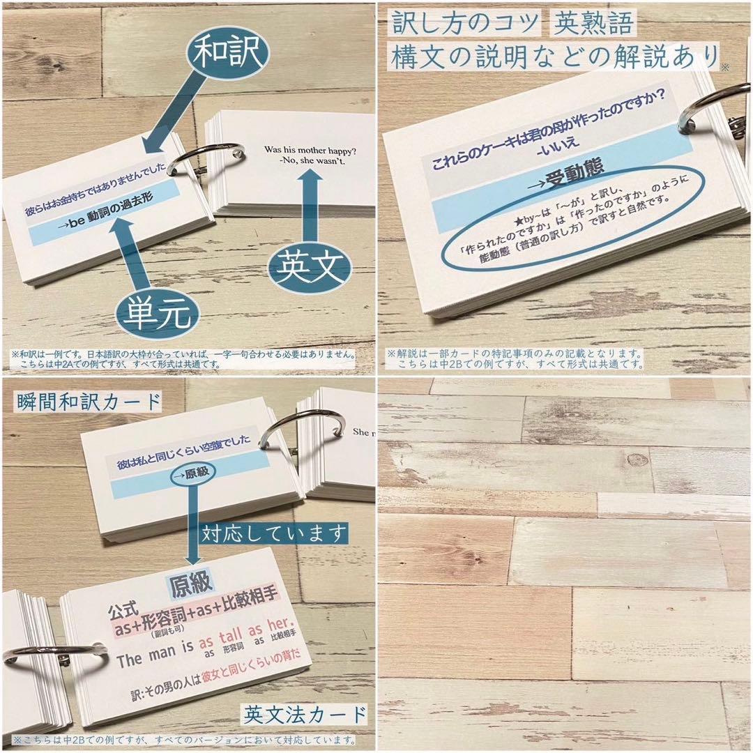 Junior High School English Grammar + Instant Japanese-English Translation + English Vocabulary Cards - Junior High English - Memorization Cards - English Reading Comprehension - English Interpretation