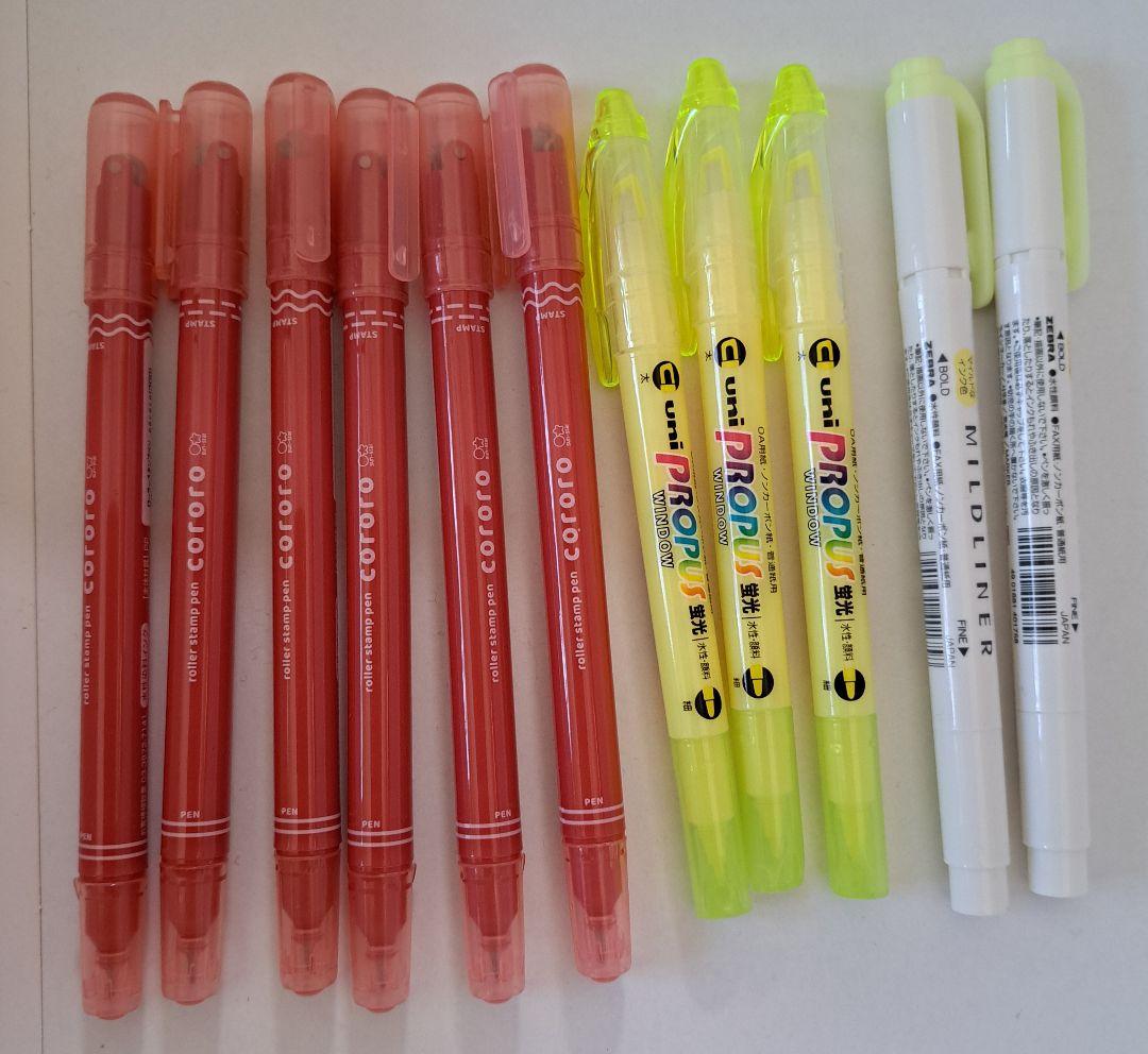 Sun Star Roller Stamp Pen Red Zebra Line Marker Yellow, etc.