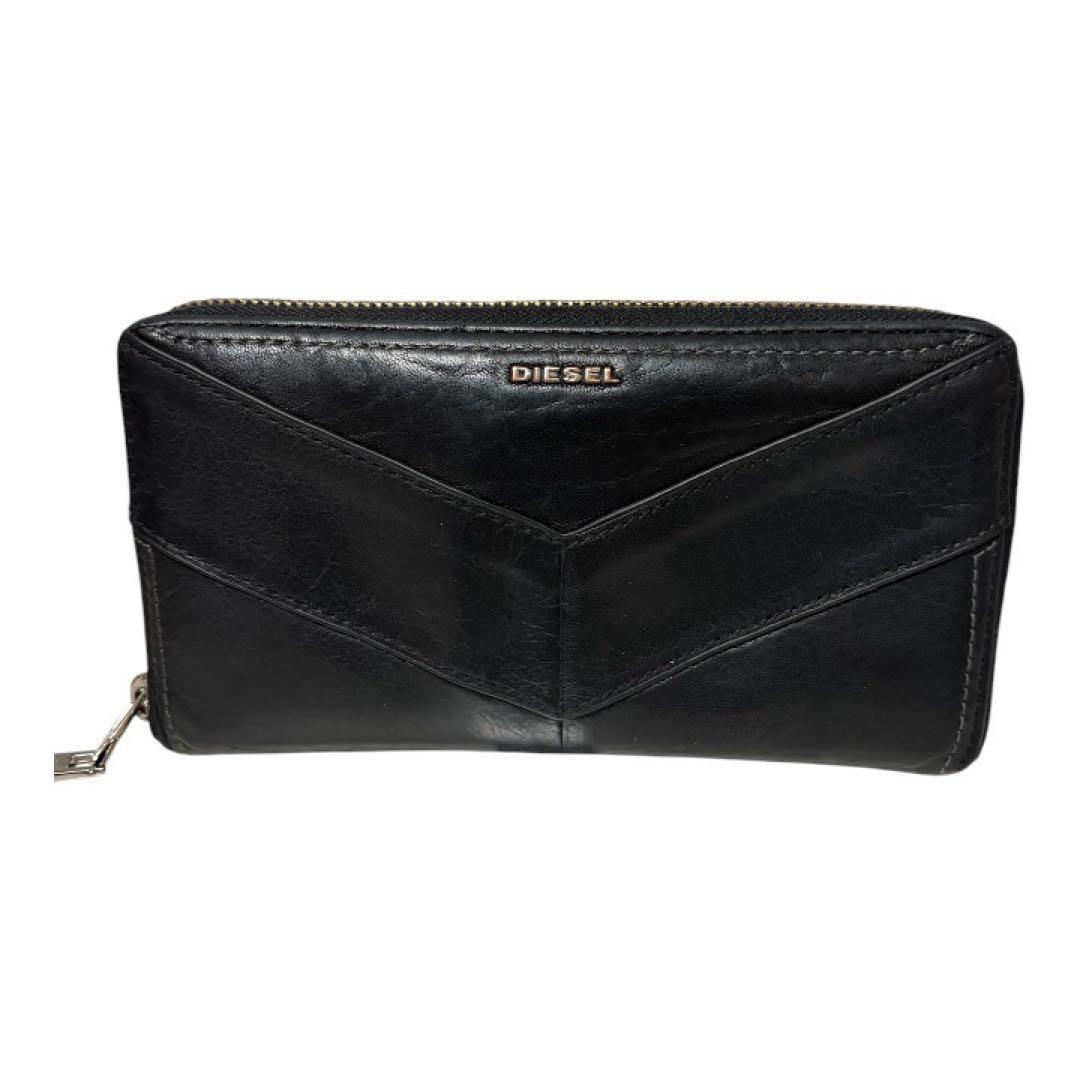 DIESEL Black Leather Long Wallet