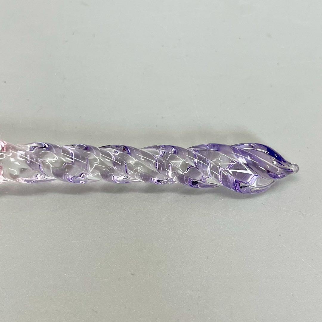Excellent Condition LUC Glass Pen Pink Purple Glass Studio Pen Rest Box Included