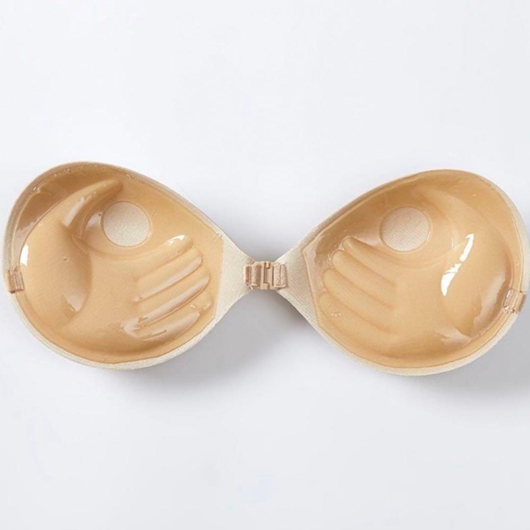 3D立体 Push-up Nude Bra Silicone Extreme Push-up 5x Push-up Beige D Cup x