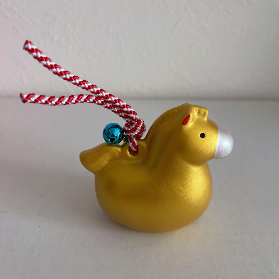 Golden Horse Lucky Charm with Bell